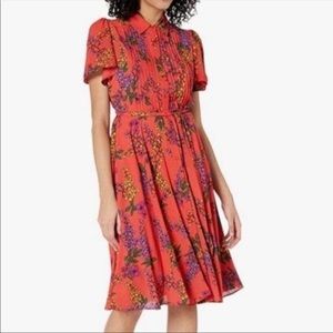 Nanette Lepore Floral Print Pleated Midi Shirt Dress size 10